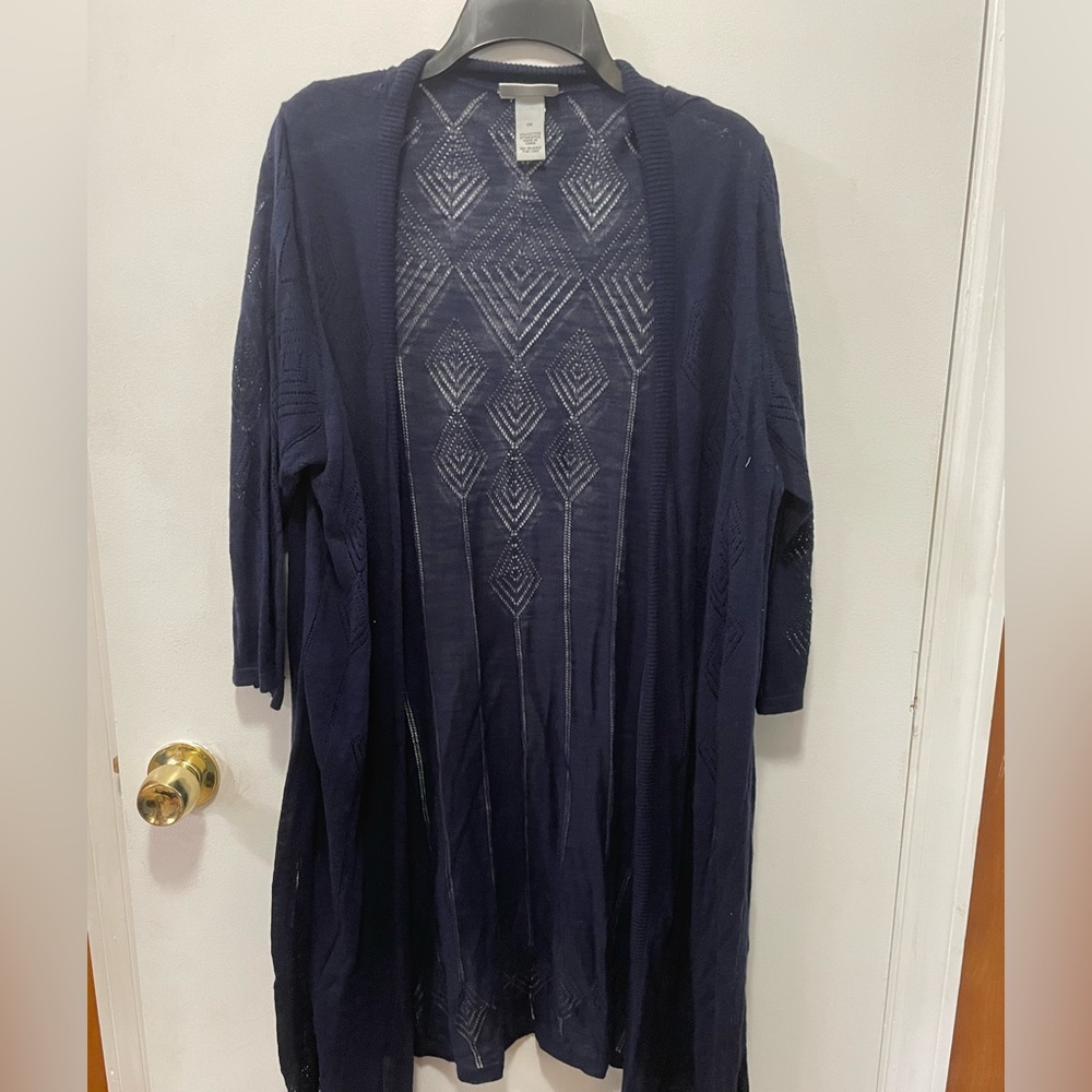 Catherine’s extra long sweater cardigan dark blue 1X